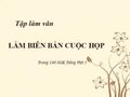 Tập làm văn: Làm biên bản cuộc họp