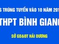 Danh sách trúng tuyển vào lớp 10 THPT Bình Giang - Hải Dương 2018