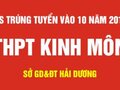 Danh sách trúng tuyển vào lớp 10 THPT Kinh Môn, Hải Dương 2018