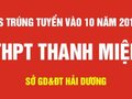 Danh sách trúng tuyển vào lớp 10 THPT Thanh Miện - Hải Dương 2018