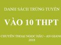 DS trúng tuyển vào 10 trường THPT chuyên Thoại Ngọc Hầu An Giang năm 2018