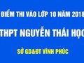 Điểm thi vào lớp 10 THPT Nguyễn Thái Học - Vĩnh Phúc 2018