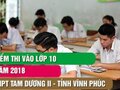 Điểm thi vào lớp 10 trường THPT Tam Dương 2 - Vĩnh Phúc 2018