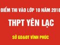 Điểm thi vào lớp 10 trường THPT Yên Lạc tỉnh Vĩnh Phúc 2018