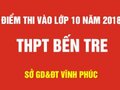 Điểm thi vào lớp 10 trường THPT Bến Tre - Vĩnh Phúc 2018