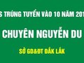 DS trúng tuyển vào lớp 10 chuyên Nguyễn Du - Đắk Lắk năm 2018