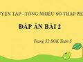 Đáp án bài 2 trang 52 sgk Toán 5 tiết Luyện tập