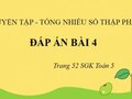 Đáp án bài 4 trang 52 sgk Toán 5 tiết Luyện tập