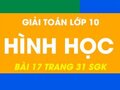 Hình học lớp 10 đáp án bài 17 trang 31 sgk