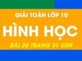 Cách giải bài 20 trang 31 sgk hình học lớp 10