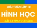 Giải toán hình học lớp 10 bài 14 trang 64 sgk