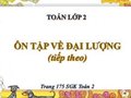 Giải bài ôn tập về đại lượng (tiếp theo) trang 175 SGK Toán 2