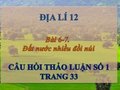 Hướng dẫn trả lời câu hỏi thảo luận số 1 trang 33 SGK Địa lí 12