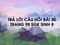 Câu hỏi thảo luận trang 98 sgk Sinh 8
