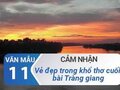 Cảm nhận vẻ đẹp trong khổ thơ cuối bài Tràng giang - Huy Cận