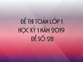 Đề thi Toán lớp 1 học kỳ 1 năm 2019 - Đề số 28
