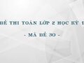 Đề thi Toán lớp 2 học kỳ 1 năm 2020 - Mã đề 30