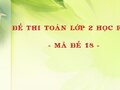 Đề thi Toán lớp 2 học kỳ 1 năm 2020 - Mã đề 18