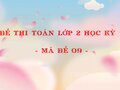 Đề thi Toán lớp 2 học kỳ 1 năm 2020 - Mã đề 09