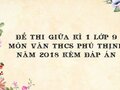 Đề thi giữa kì 1 lớp 9 môn Văn THCS Phú Thịnh năm 2018 kèm đáp án