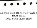 Đề thi học kì 1 Ngữ văn 9 năm 2019 của tỉnh Bạc Liêu