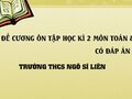 Đề cương ôn tập học kì 2 môn Toán 8 trường THCS Ngô Sĩ Liên có lời giải