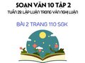 Bài 2 trang 110 SGK Ngữ văn 10 tập 2