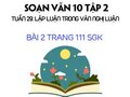 Bài 2 trang 111 SGK Ngữ văn 10 tập 2