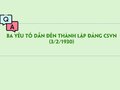 Ba yếu tố dẫn đến thành lập Đảng CSVN (3/2/1930)
