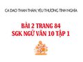 Bài 2 trang 84 SGK Ngữ văn 10 tập 1