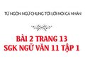 Bài 2 trang 13 SGK Ngữ văn 11 tập 1