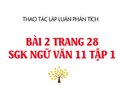 Bài 2 trang 28 SGK Ngữ văn 11 tập 1