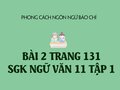 Bài 2 trang 131 SGK Ngữ văn 11 tập 1