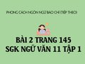 Bài 2 trang 145 SGK Ngữ văn 11 tập 1