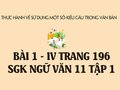 Bài 1 mục IV trang 196 SGK Ngữ văn 11 tập 1