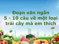 Đoạn văn ngắn 5 - 10 câu về một loại trái cây mà em thích