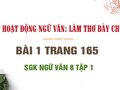 Bài 1 trang 165 SGK Ngữ văn 8 tập 1 