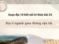 Soạn địa 10 Kết nối tri thức bài 34: Địa lí ngành giao thông vận tải