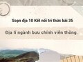 Soạn địa 10 Kết nối tri thức bài 35: Địa lí ngành bưu chính viễn thông