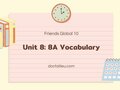 Unit 8 lớp 10 Friends Global 8A Vocabulary