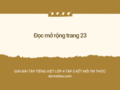 Đọc mở rộng trang 23 lớp 4 Kết nối tri thức tập 2