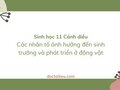 Soạn Sinh 11 Bài 19 Cánh diều: Các nhân tố ảnh hưởng đến sinh trưởng