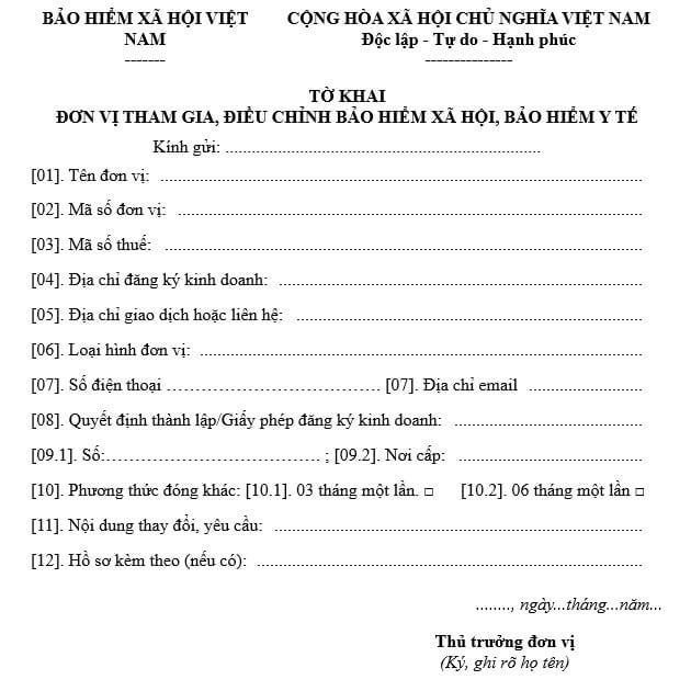 mau to khai don vi tham gia, dieu chinh bhxh, bhyt va huong dan lap mau to khai don vi tham gia, dieu chinh bhxh, bhyt va huong dan lap