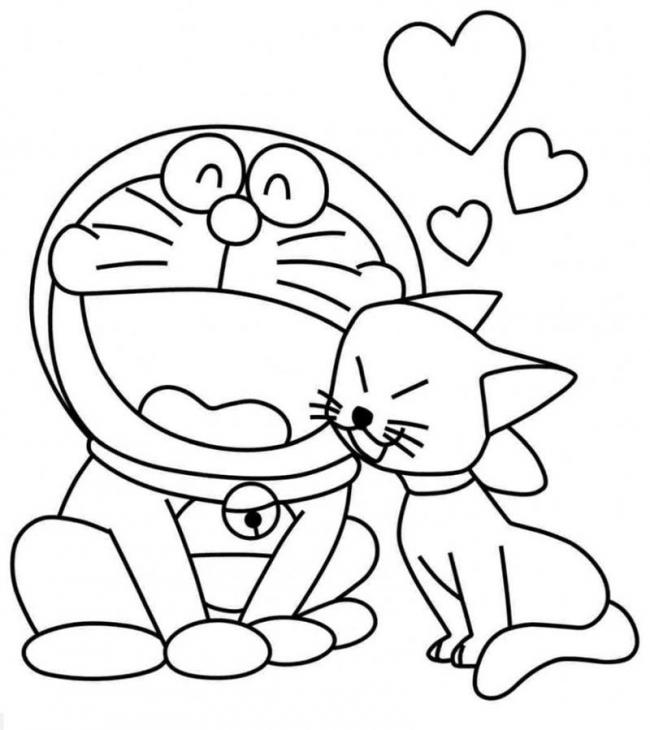 Tranh tô màu chú mèo máy Doraemon dễ thương