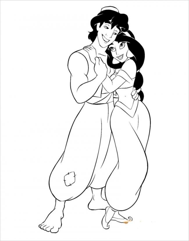 hình công chúa Jasmine và Aladin sống hạnh phúc bên nhau