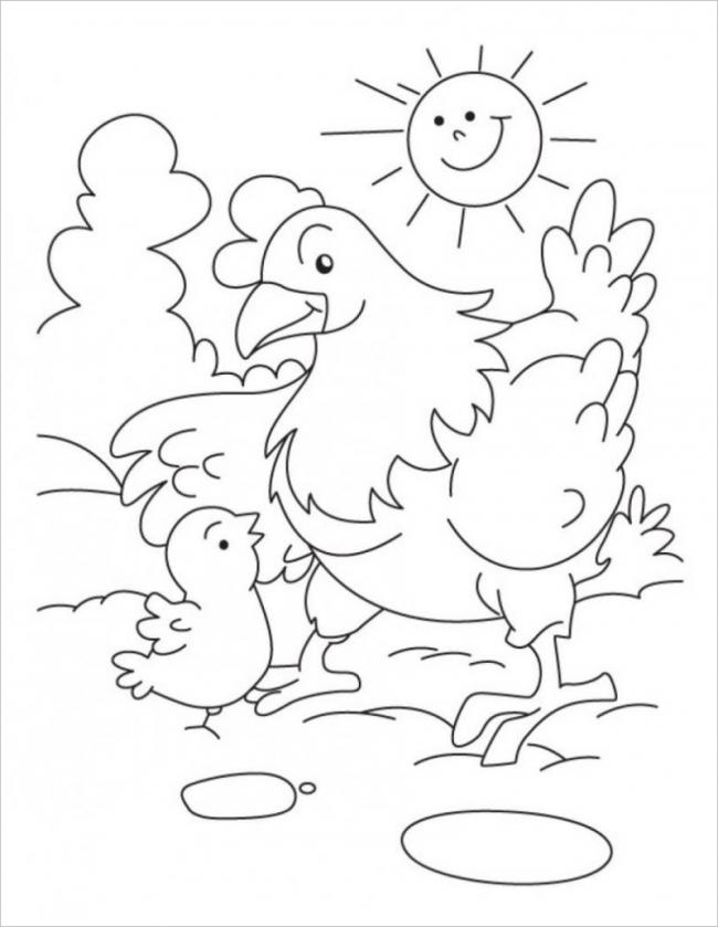 Cách vẽ hình con GÀ CON dễ thương và tranh tô màu đàn gà con  Bài 5  DYB