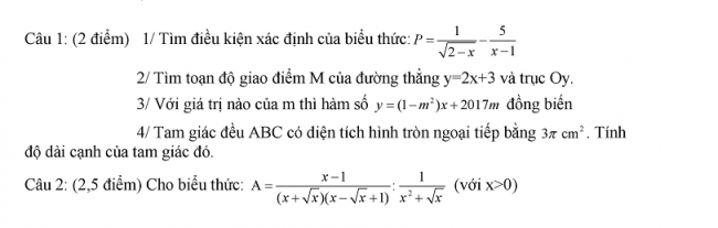 Đề thi thử môn toán vào lớp 10 trường THPT Lê Hồng Phong Nam Định 2018