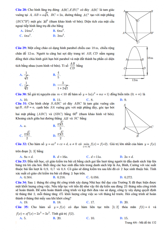 Đề thi thử môn toán trường trung học phổ thông chuyên đại học Vinh - lần 2- 2018 trang 4