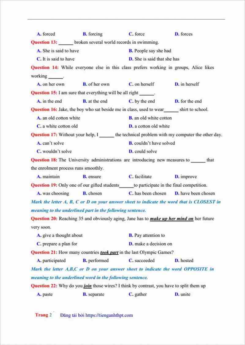 đề thi thử tiếng anh THPT Phan Đăng Lưu lần 1 (1)