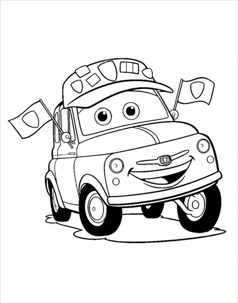 Tranh tô màu xe ô tô hoạt hình cho trẻ từ 3-5 tuổi